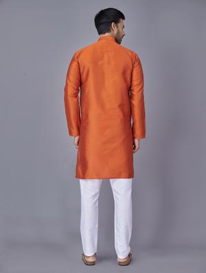 orange self-designed kurta pyjama ethnic wear set - 18452301 - Standard Image - 3