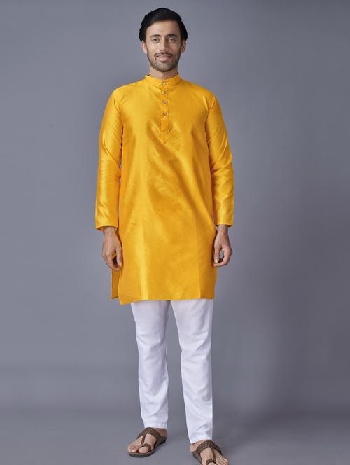 yellow self-designed kurta pyjama ethnic wear set - 18452303 - Standard Image - 1