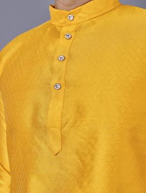 yellow self-designed kurta pyjama ethnic wear set - 18452303 - Standard Image - 4