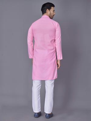 pink solid kurta pyjama ethnic wear set - 18452323 - Standard Image - 3