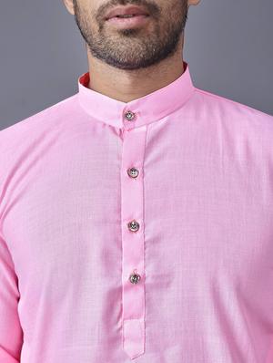 pink solid kurta pyjama ethnic wear set - 18452323 - Standard Image - 4