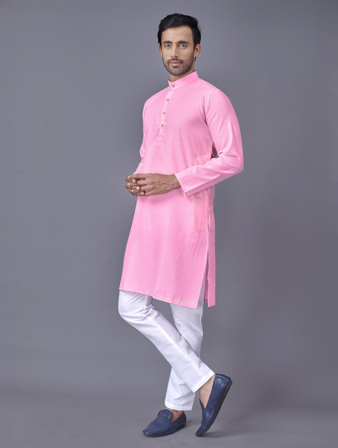 pink solid kurta pyjama ethnic wear set - 18452323 - Zoom Image - 2