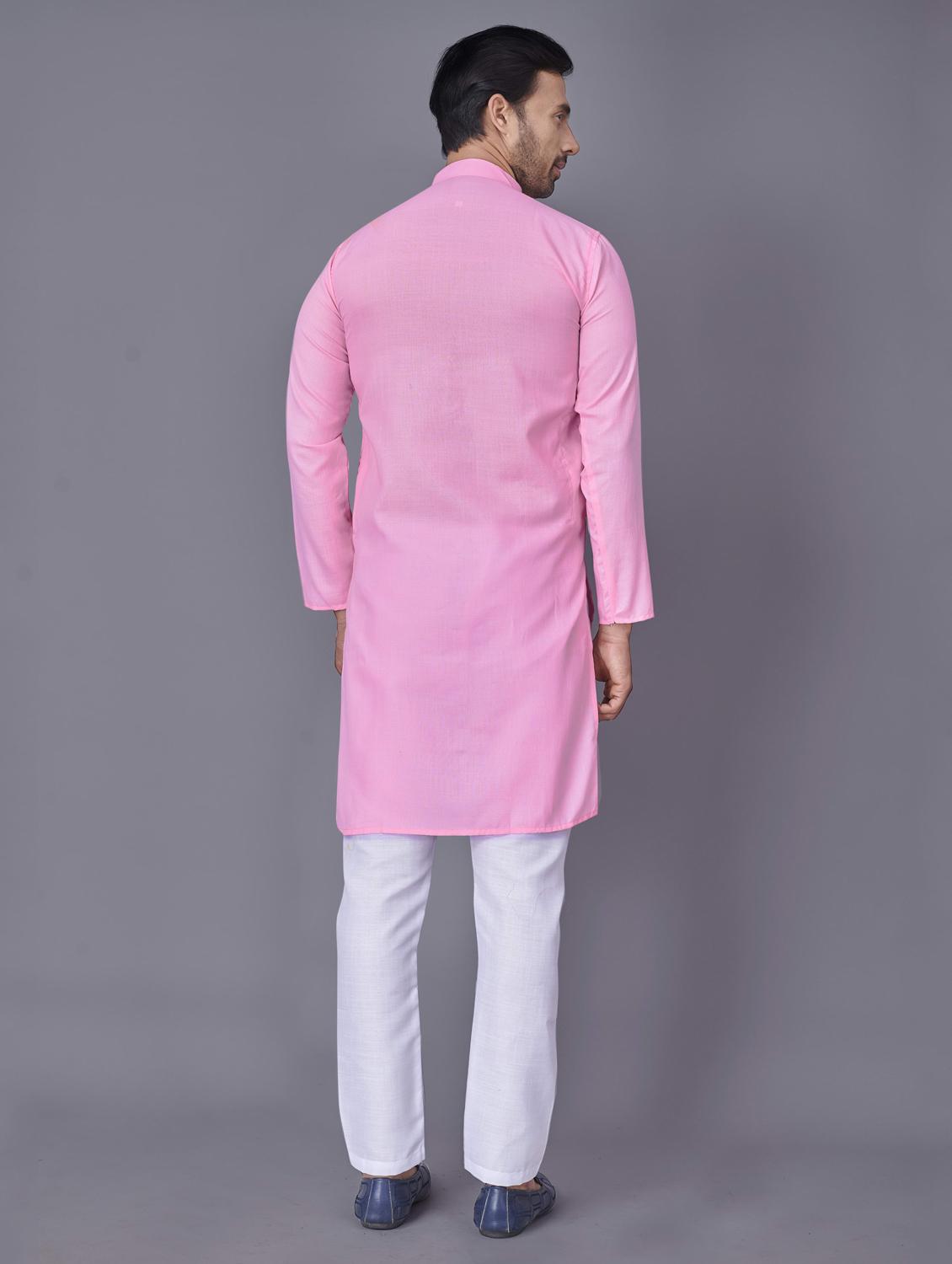 pink solid kurta pyjama ethnic wear set - 18452323 - Zoom Image - 3