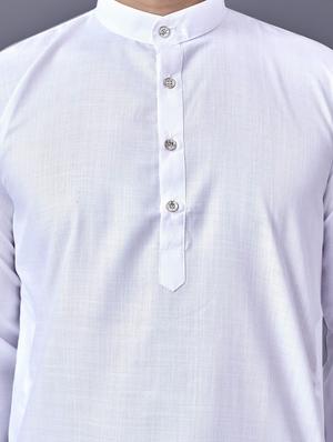 white solid kurta pyjama ethnic wear set - 18452327 - Standard Image - 4