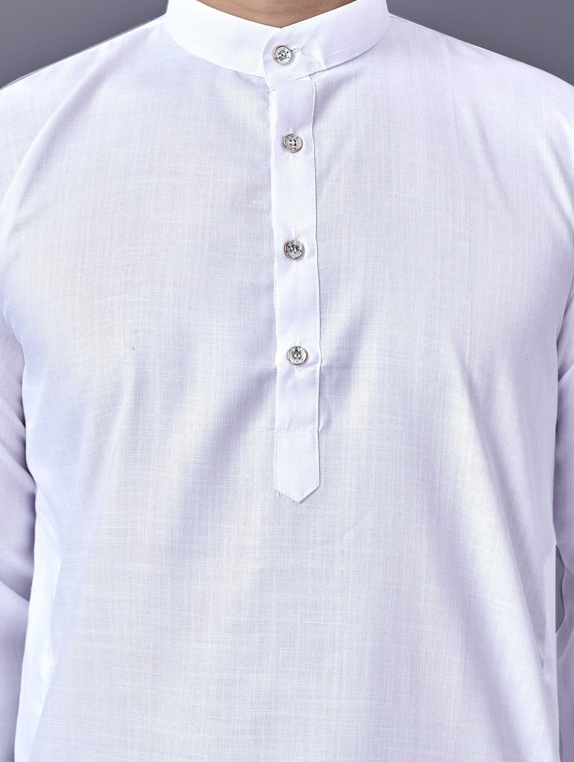 white solid kurta pyjama ethnic wear set - 18452327 - Zoom Image - 4