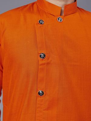orange solid dhoti kurta ethnic wear set - 18452330 - Standard Image - 4