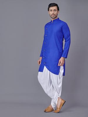 navy-blue solid dhoti kurta ethnic wear set - 18452331 - Standard Image - 2