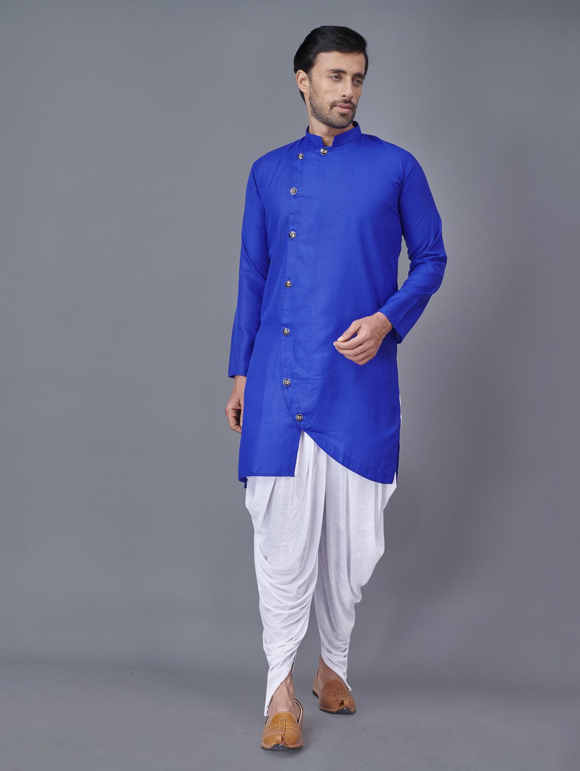 navy-blue solid dhoti kurta ethnic wear set - 18452331 - Zoom Image - 1