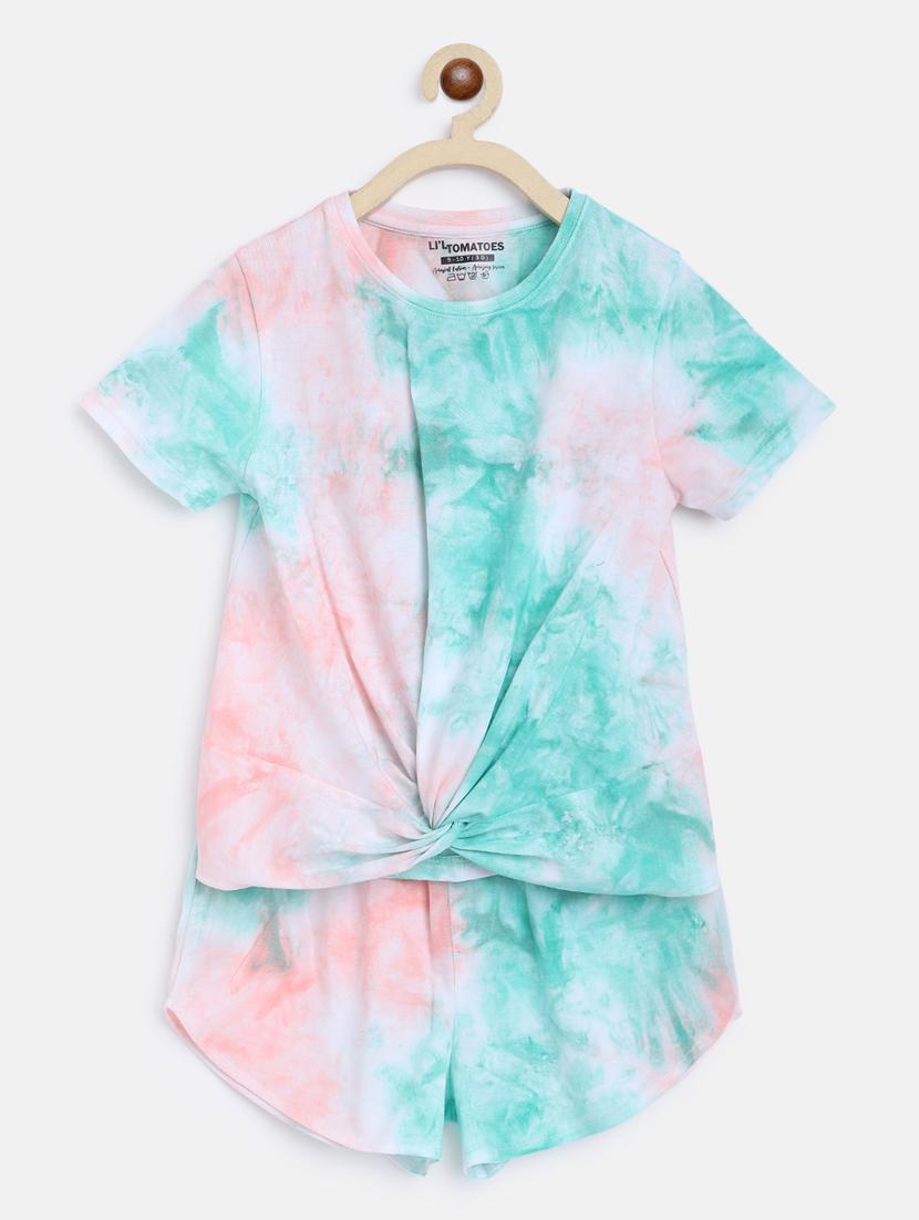 girls multi colored tie & dye shorts set - 18454476 - Zoom Image - 2