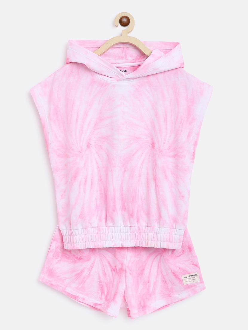 girls pink tie & dye shorts set - 18454478 - Zoom Image - 2