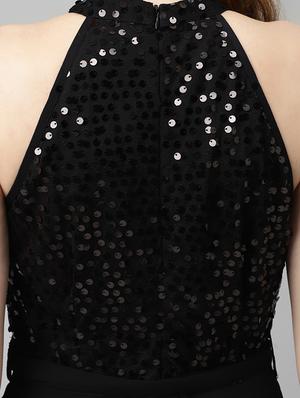 black sequined detailed fit & flare dress - 18454570 - Standard Image - 4