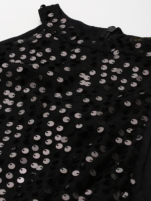 black sequined detailed fit & flare dress - 18454570 - Standard Image - 5