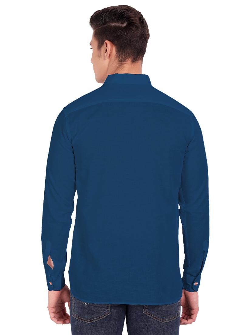 navy-blue solid short kurta - 18454616 - Zoom Image - 3