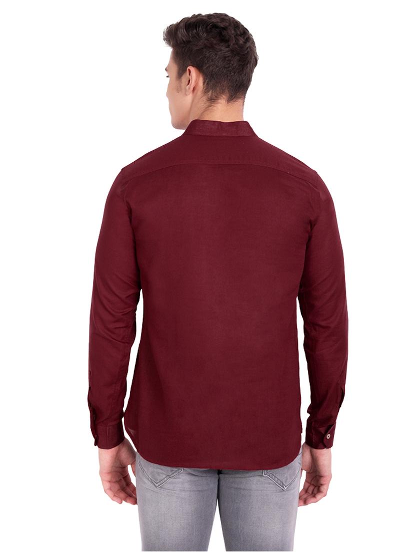 maroon solid short kurta - 18454622 - Zoom Image - 4