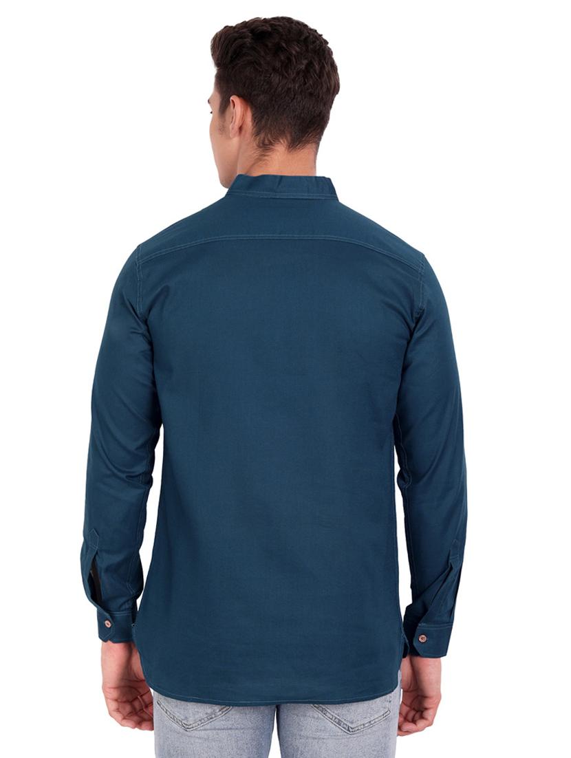 teal solid short kurta - 18454625 - Zoom Image - 3