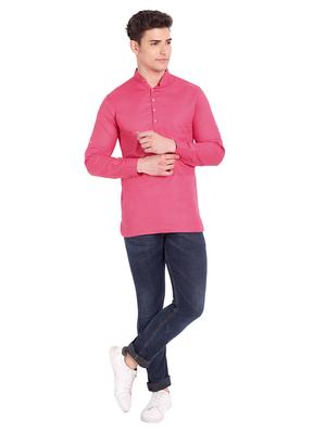 pink solid short kurta - 18454628 - Standard Image - 4