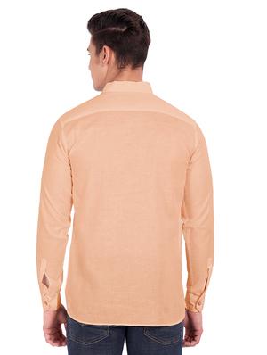 peach solid short kurta - 18454630 - Standard Image - 3