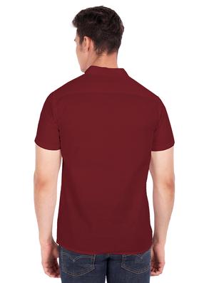 maroon solid short kurta - 18454640 - Standard Image - 3