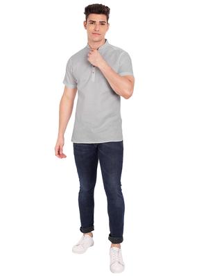 grey solid short kurta - 18454641 - Standard Image - 4