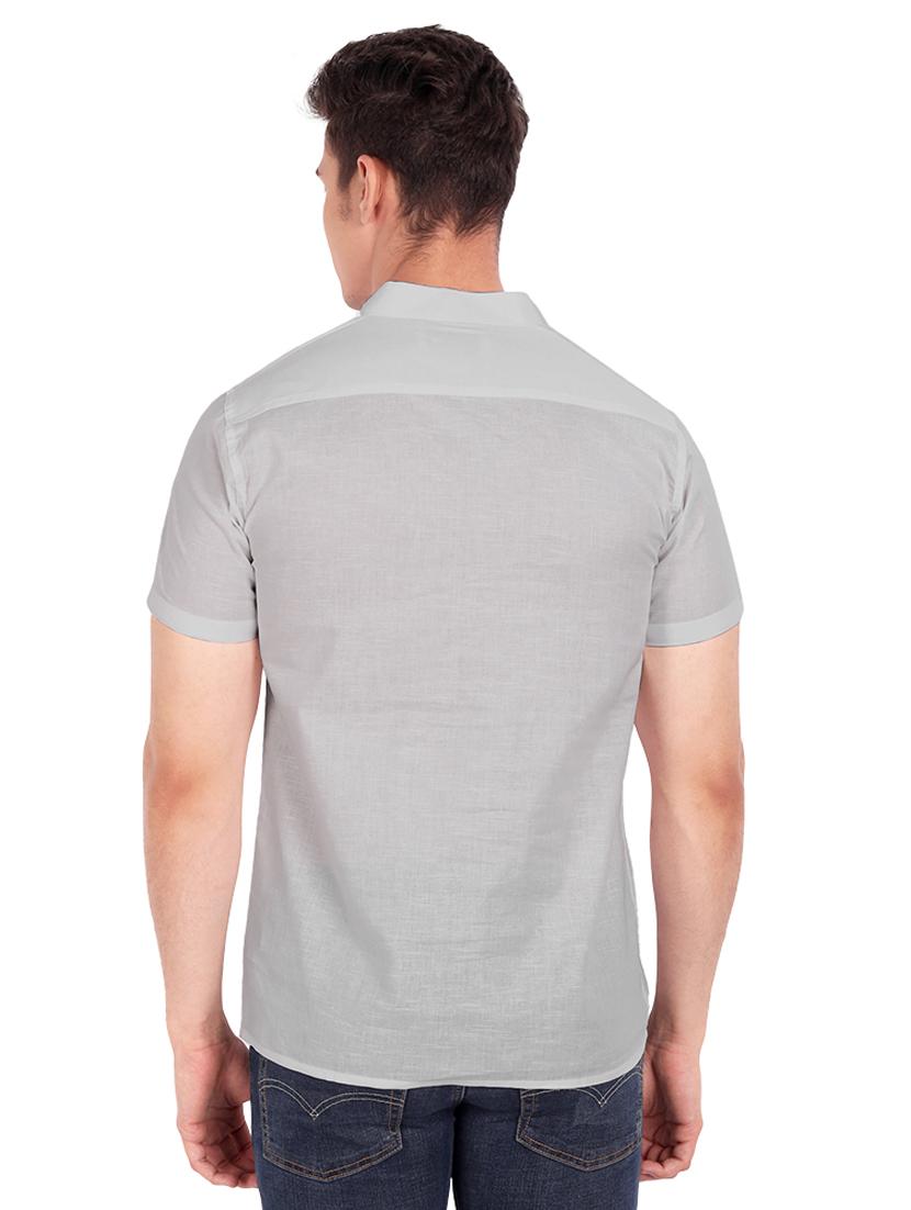 grey solid short kurta - 18454641 - Zoom Image - 3