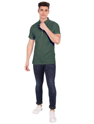 bottle-green solid short kurta - 18454642 - Standard Image - 4