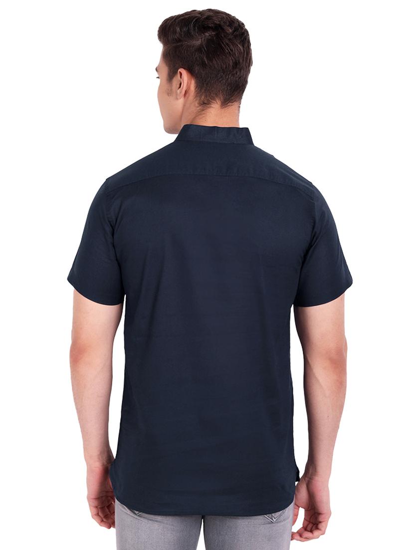 navy blue solid short kurta - 18454644 - Zoom Image - 3