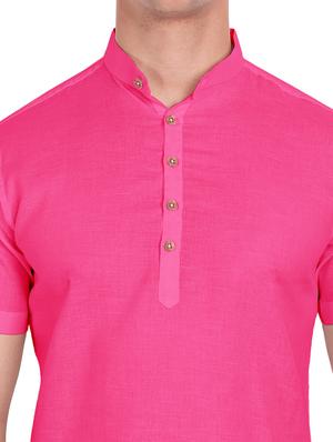 pink solid short kurta - 18454648 - Standard Image - 5