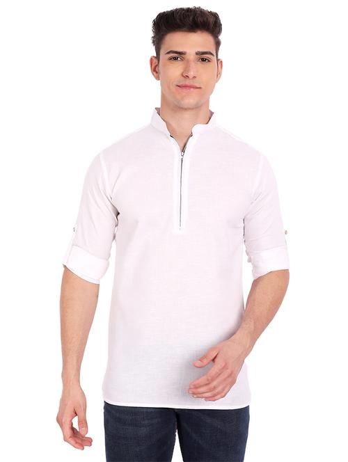 white solid short kurta - 18454650 - Standard Image - 1