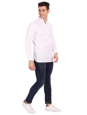 white solid short kurta - 18454650 - Standard Image - 4