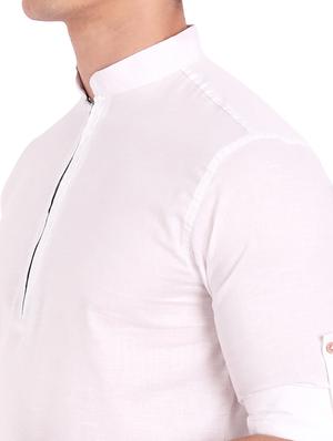 white solid short kurta - 18454650 - Standard Image - 5