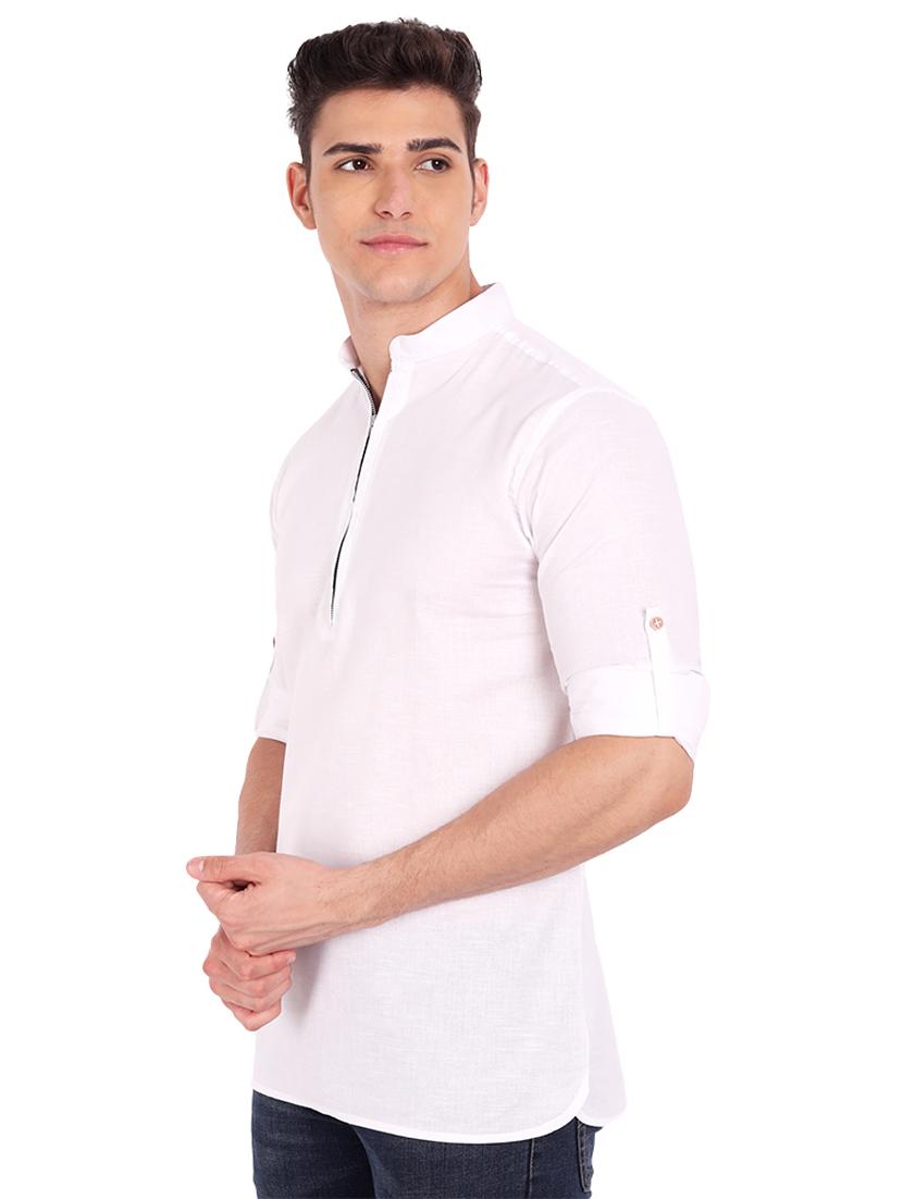 white solid short kurta - 18454650 - Zoom Image - 2