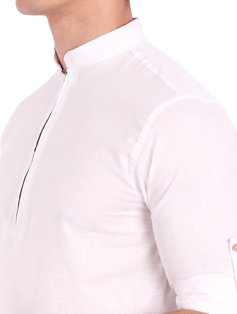 white solid short kurta - 18454650 - Zoom Image - 5