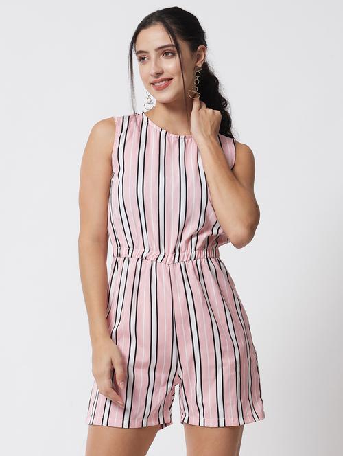 round neck striped romper - 18454688 - Standard Image - 1