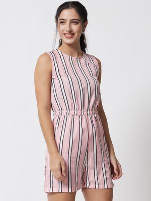 round neck striped romper - 18454688 - Standard Image - 3