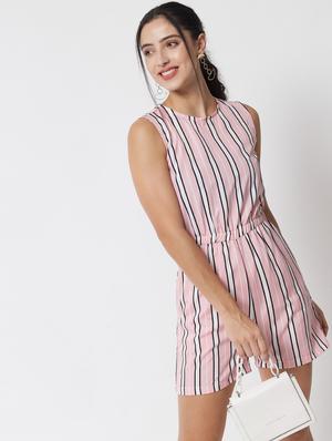 round neck striped romper - 18454688 - Standard Image - 5