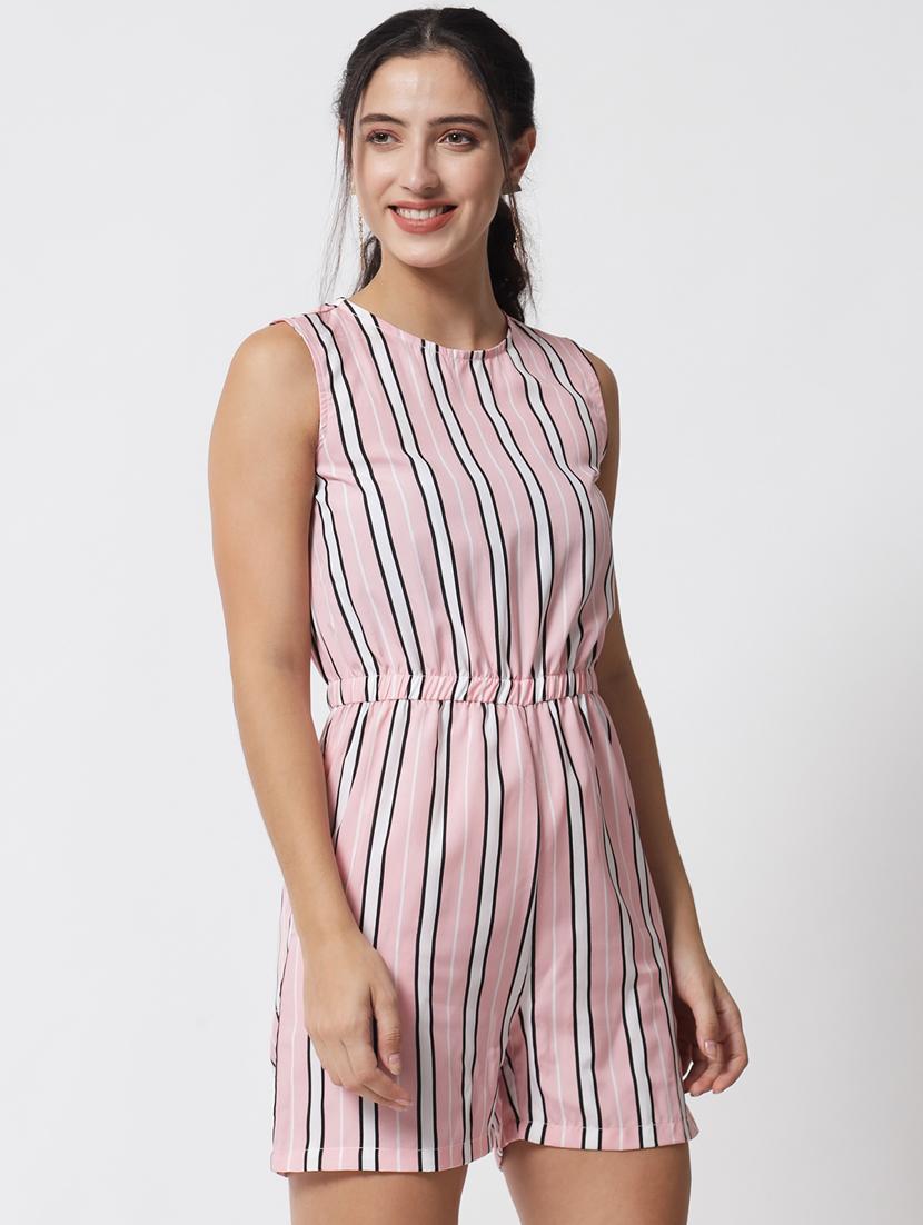 round neck striped romper - 18454688 - Zoom Image - 3