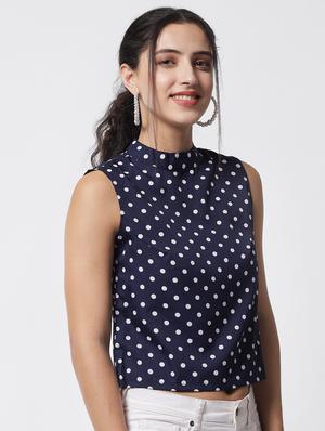 sleeveless polka dots crop top - 18454703 - Standard Image - 2