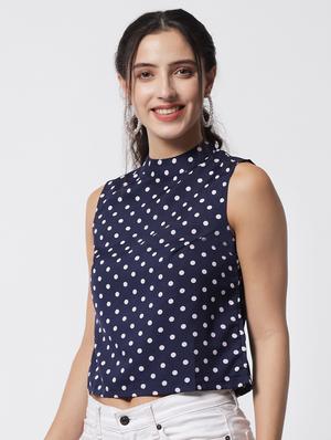 sleeveless polka dots crop top - 18454703 - Standard Image - 3