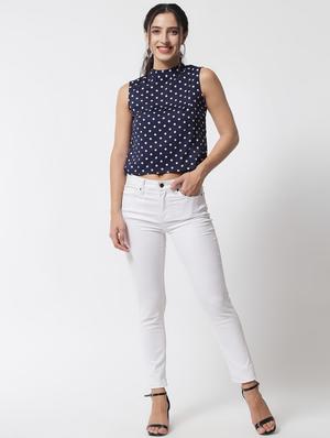 sleeveless polka dots crop top - 18454703 - Standard Image - 4