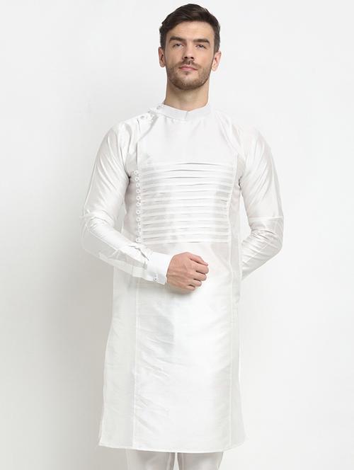white solid long kurta - 18455077 - Standard Image - 1