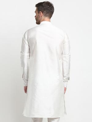 white solid long kurta - 18455077 - Standard Image - 3