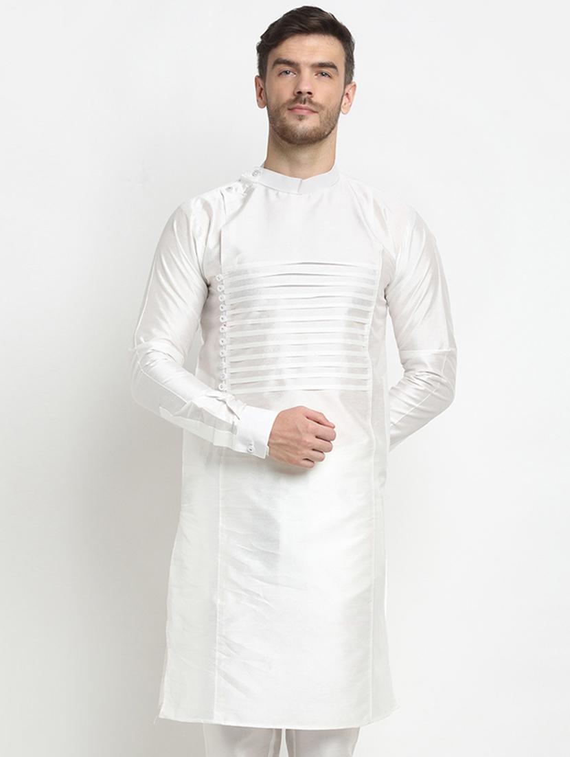 white solid long kurta - 18455077 - Zoom Image - 1