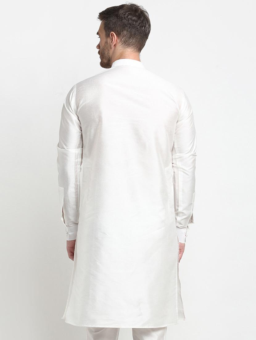 white solid long kurta - 18455077 - Zoom Image - 3