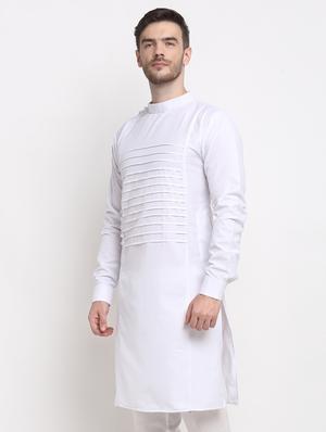 white solid long kurta - 18455088 - Standard Image - 2