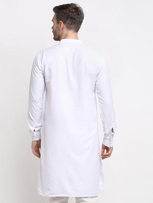 white solid long kurta - 18455088 - Standard Image - 3