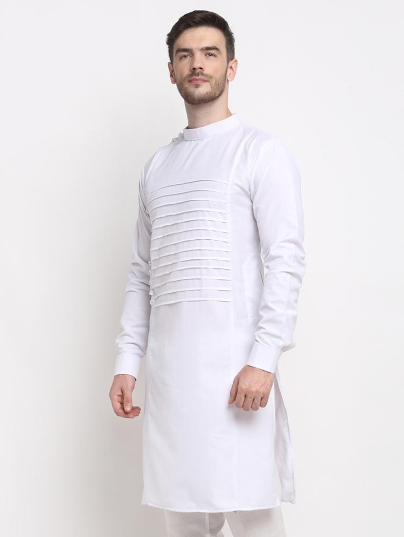 white solid long kurta - 18455088 - Zoom Image - 2