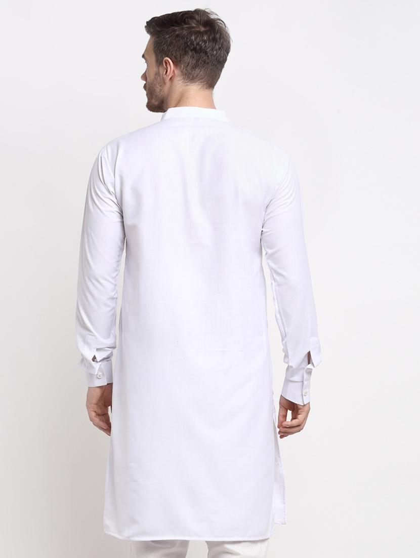 white solid long kurta - 18455088 - Zoom Image - 3