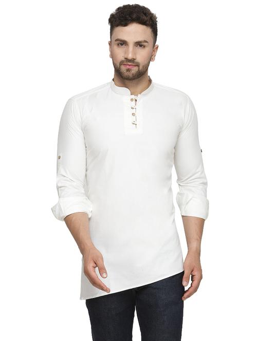white solid short kurta - 18455209 - Standard Image - 1