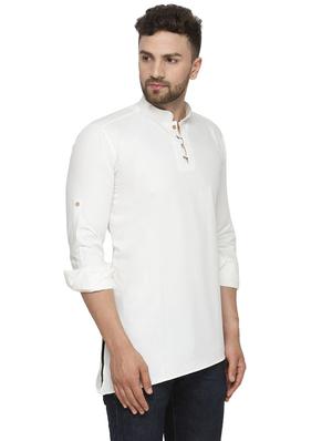 white solid short kurta - 18455209 - Standard Image - 2