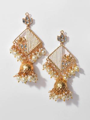 graceful delightful pearl kundan jhumka earrings - 18455302 -  Standard Image - 1